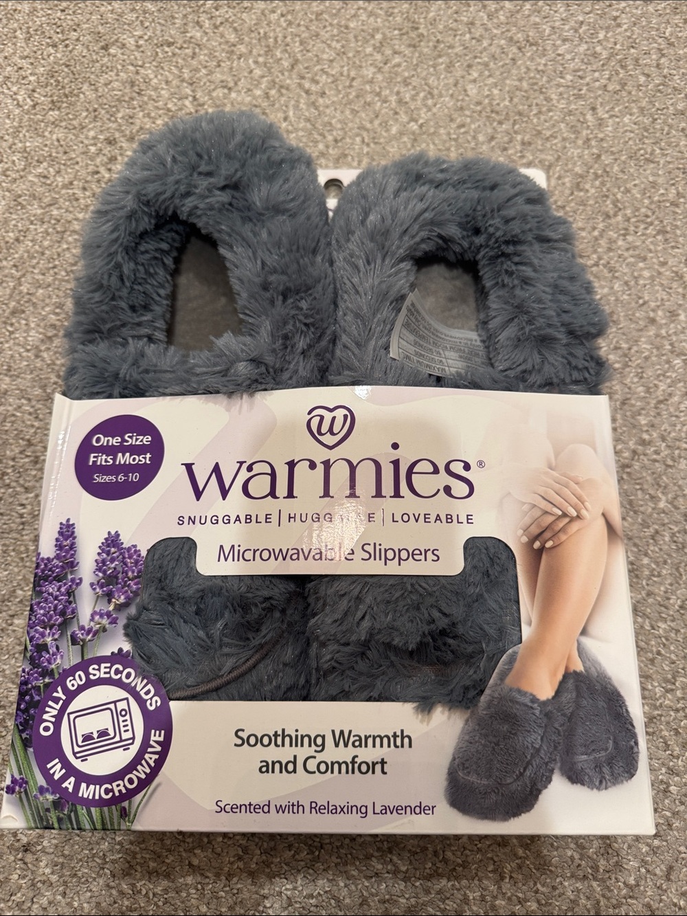 Warmies Women’s Gray Microwavable Moccasin Slippers - Lavender Scented
